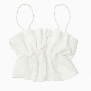 ZARA Ruched Smocked Crop top ruffled & gathered Tank Top Spaghetti Strap Cami M